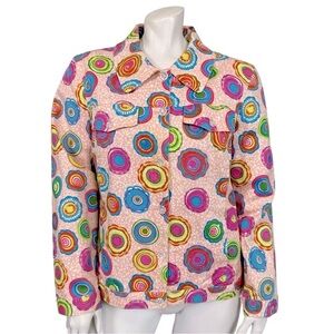 VINTAGE Y2K Redd Jeans Pink Multicolor Circle Art Print Sequin Cotton Jacket